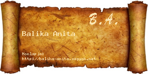Balika Anita névjegykártya