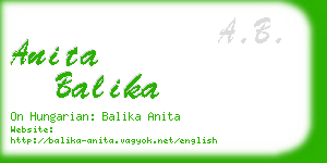 anita balika business card